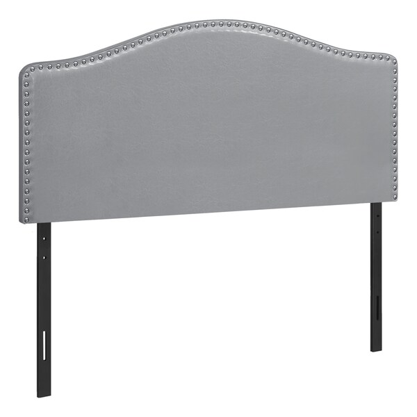Monarch Specialties Bed, Headboard Only, Full Size, Bedroom, Upholstered, Pu Leather Look, Grey, Transitional I 6011F - main